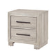 Ely Nightstand | 2 Drawers w Antique Brass Long Handles | Gray