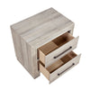 Ely Nightstand | 2 Drawers w Antique Brass Long Handles | Gray