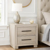 Ely Nightstand | 2 Drawers w Antique Brass Long Handles | Gray