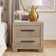 Ely Nightstand | 2 Drawers w Antique Brass Long Handles | Gray