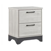 Wly Nightstand | 2 Drawers w Wide Black Handles | White Oak & Gray