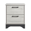 Wly Nightstand | 2 Drawers w Wide Black Handles | White Oak & Gray