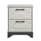Wly Nightstand | 2 Drawers w Wide Black Handles | White Oak & Gray