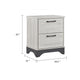 Wly Nightstand | 2 Drawers w Wide Black Handles | White Oak & Gray