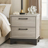 Wly Nightstand | 2 Drawers w Wide Black Handles | White Oak & Gray