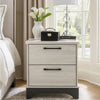 Wly Nightstand | 2 Drawers w Wide Black Handles | White Oak & Gray