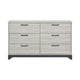 Wly Wide Dresser | 6 Drawers w Black Handles | White Oak & Gray