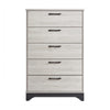 Wly Tall Dresser Chest | 5 Drawers w Black Handles | White Oak & Gray