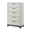 Wly Tall Dresser Chest | 5 Drawers w Black Handles | White Oak & Gray