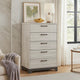 Wly Tall Dresser Chest | 5 Drawers w Black Handles | White Oak & Gray
