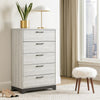 Wly Tall Dresser Chest | 5 Drawers w Black Handles | White Oak & Gray