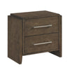 Ema Nightstand | 2 Drawers w Chrome Handles | Dark Walnut Brown