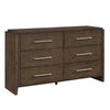 Ema Wide Dresser | 6 Drawers w Chrome Handles | Dark Walnut Brown