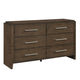 Ema Wide Dresser | 6 Drawers w Chrome Handles | Dark Walnut Brown