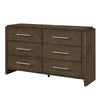 Ema Wide Dresser | 6 Drawers w Chrome Handles | Dark Walnut Brown