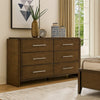 Ema Wide Dresser | 6 Drawers w Chrome Handles | Dark Walnut Brown