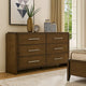 Ema Wide Dresser | 6 Drawers w Chrome Handles | Dark Walnut Brown