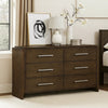 Ema Wide Dresser | 6 Drawers w Chrome Handles | Dark Walnut Brown