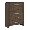 Ema Tall Dresser Chest | 5 Drawers w Chrome Handles | Dark Walnut Brown