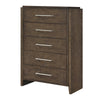 Ema Tall Dresser Chest | 5 Drawers w Chrome Handles | Dark Walnut Brown