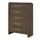 Ema Tall Dresser Chest | 5 Drawers w Chrome Handles | Dark Walnut Brown