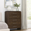 Ema Tall Dresser Chest | 5 Drawers w Chrome Handles | Dark Walnut Brown