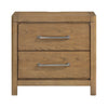 Cery Nightstand | 2 Drawer w Pewter Bar Handles & USB C Port | Brown