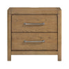Cery Nightstand | 2 Drawer w Pewter Bar Handles & USB C Port | Brown