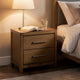 Cery Nightstand | 2 Drawer w Pewter Bar Handles & USB C Port | Brown
