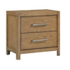 Cery Nightstand | 2 Drawer w Pewter Bar Handles & USB C Port | Brown