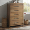 Cery Tall Dresser Chest | 5 Drawer w Pewter Bar Handles | Brown