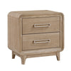 Wily Retro Nightstand | 2 Drawers w Nickel Bar Handles | Natural Brown