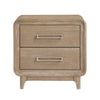 Wily Retro Nightstand | 2 Drawers w Nickel Bar Handles | Natural Brown