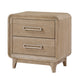 Wily Retro Nightstand | 2 Drawers w Nickel Bar Handles | Natural Brown