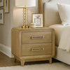 Wily Retro Nightstand | 2 Drawers w Nickel Bar Handles | Natural Brown