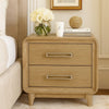 Wily Retro Nightstand | 2 Drawers w Nickel Bar Handles | Natural Brown