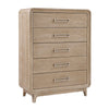 Wily Tall Dresser Chest | 5 Drawers w Nickel Bar Handles | Natural Brown