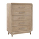 Wily Tall Dresser Chest | 5 Drawers w Nickel Bar Handles | Natural Brown