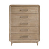 Wily Tall Dresser Chest | 5 Drawers w Nickel Bar Handles | Natural Brown