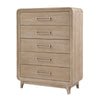 Wily Tall Dresser Chest | 5 Drawers w Nickel Bar Handles | Natural Brown