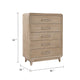 Wily Tall Dresser Chest | 5 Drawers w Nickel Bar Handles | Natural Brown
