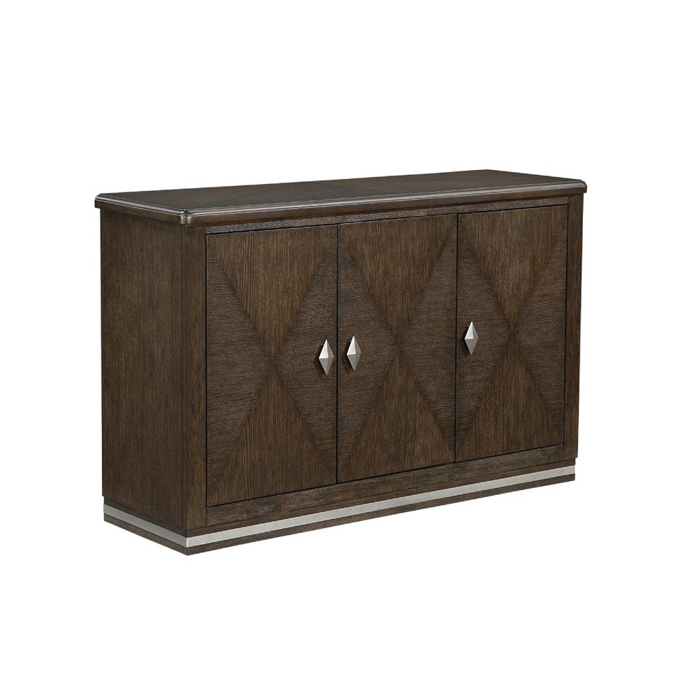 Lecy Sideboard Buffet Console | 56" | 3 Cabinets w Adjustable Shelves | Dark Brown