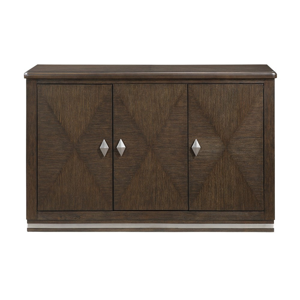 Lecy Sideboard Buffet Console | 56" | 3 Cabinets w Adjustable Shelves | Dark Brown