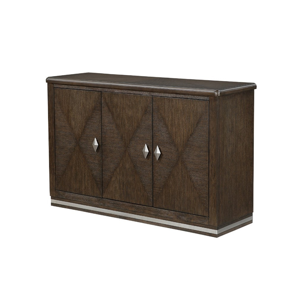 Lecy Sideboard Buffet Console | 56" | 3 Cabinets w Adjustable Shelves | Dark Brown