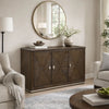 Lecy Sideboard Buffet Console | 56" | 3 Cabinets w Adjustable Shelves | Dark Brown