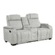 Reny Manual Reclining Loveseat w Center Console | LED Base | Light Gray