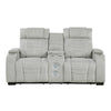 Reny Manual Reclining Loveseat w Center Console | LED Base | Light Gray