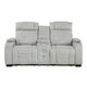 Reny Manual Reclining Loveseat w Center Console | LED Base | Light Gray