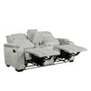 Reny Manual Reclining Loveseat w Center Console | LED Base | Light Gray