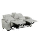 Reny Manual Reclining Loveseat w Center Console | LED Base | Light Gray